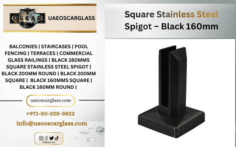 Square Stainless Steel Spigot – Black 160mm