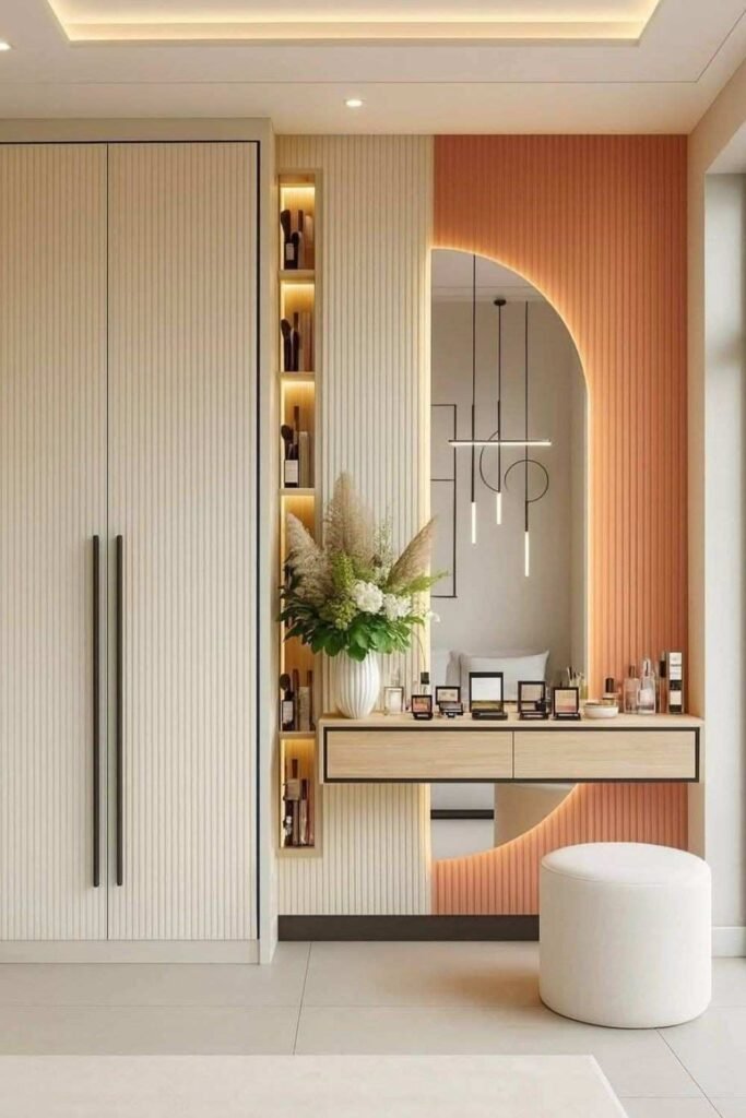 Arch Mirror With Intergrated Shelving